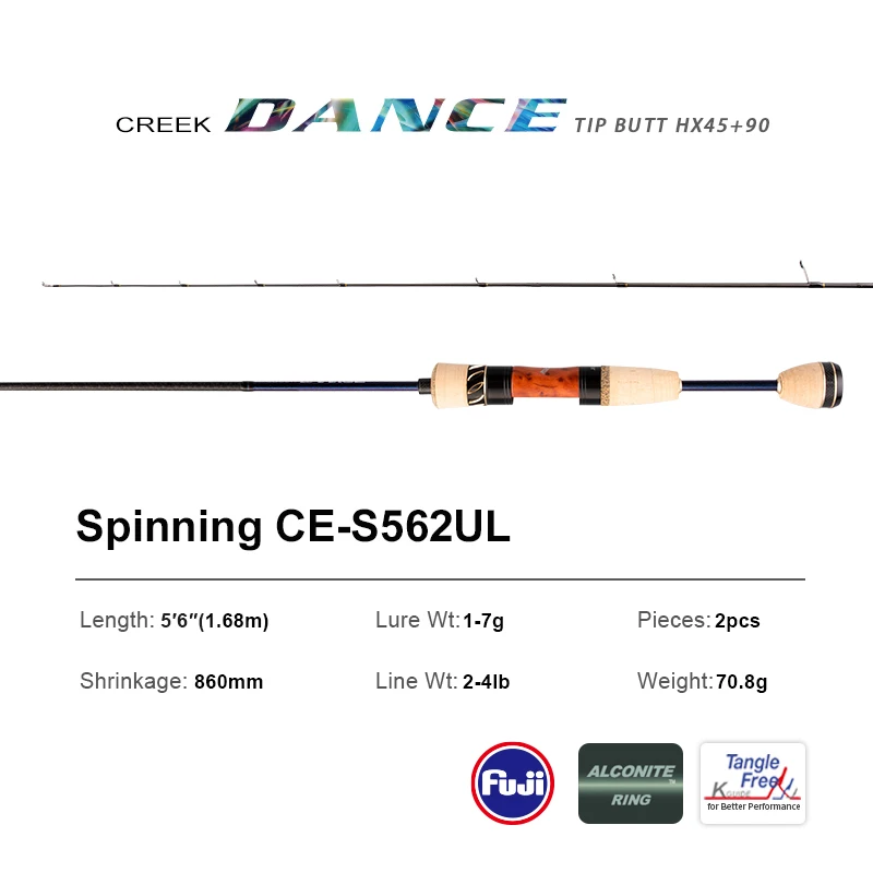 pure-lure PURELURE CREEK DANCE Forellenrute BFS Fishing Casting UL Spinning Light Travel Rod Stream Ejection Rod Fuji Alconite Ring Barsch 10