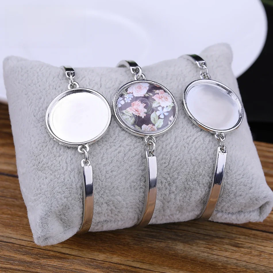 4 sztuk/partia bransoletka Cabochon ze stali nierdzewnej podstawa 20mm ustawienia Cameo bransoletki Bezel Blanks DIY tworzenia biżuterii bransoletki ustalenia — zdjęcie 2
