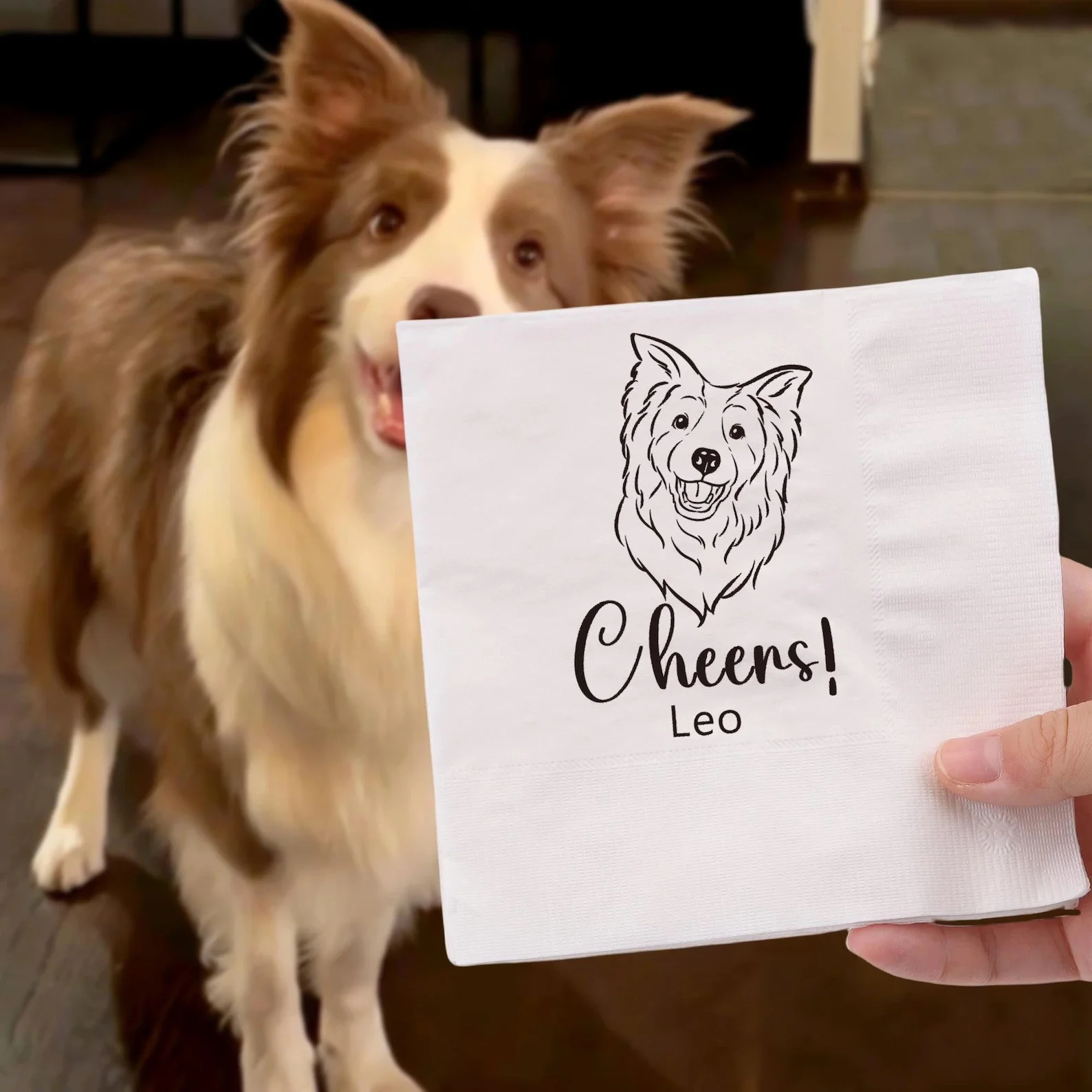 50pcs Custom Pet Wedding Napkins - Personalized Dog & Cat Cocktail Napkins for Weddings and Parties - Unique Pet Lover Gift Idea