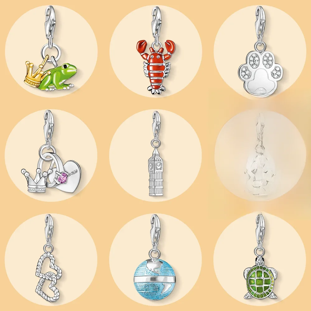 Książę żaba homara Paw księżniczka Big Ben serca na całym świecie żółw urok wisiorek, 2019 lato Trendy biżuteria 925 Sterling srebrny prezent — zdjęcie 2