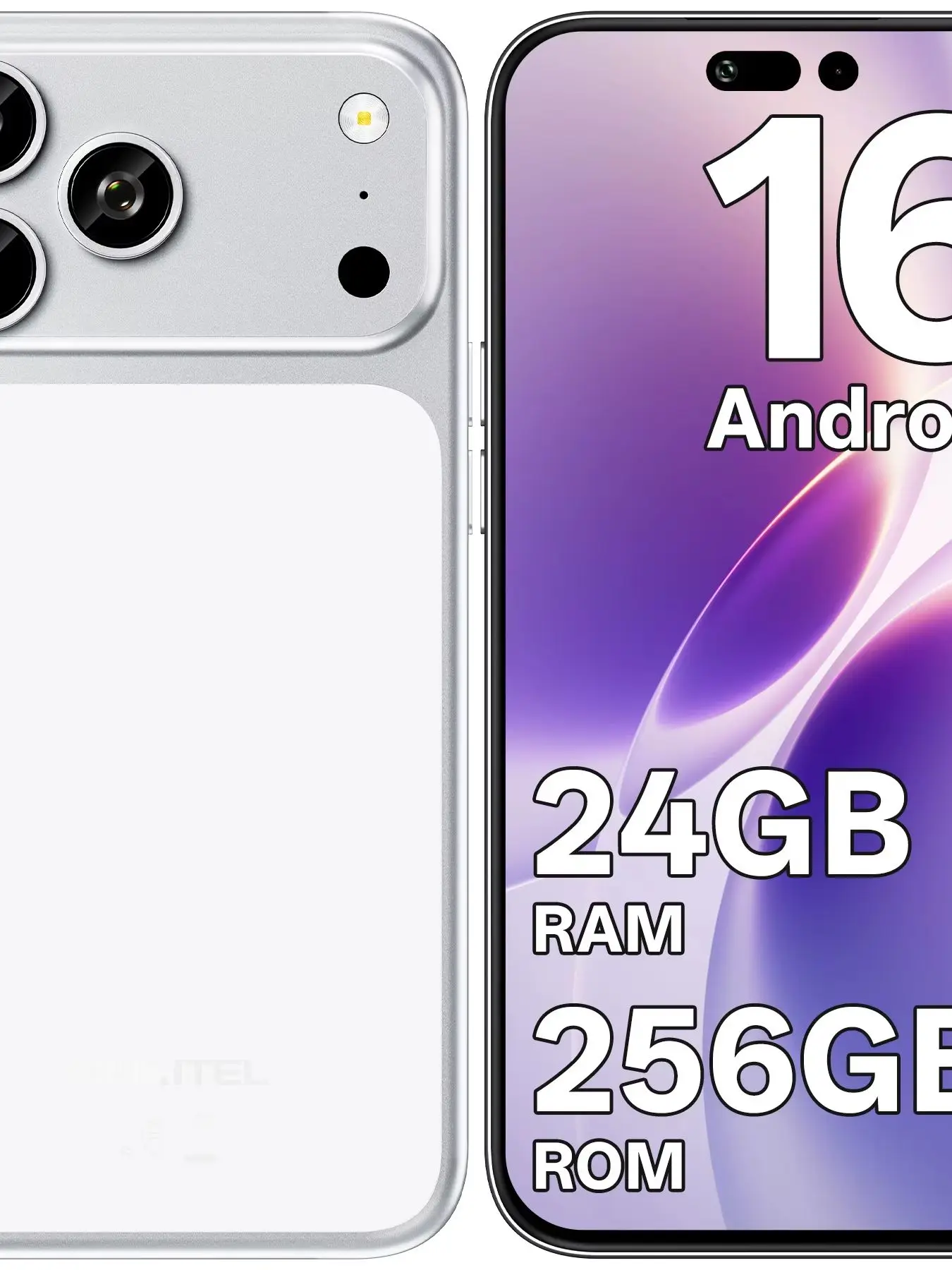 OUKITEL C17PLUS Entsperrtes Handy, Android 16, 6,9-Zoll-Display, 24GB (6+18GB) RAM + 256GB ROM, 5000mAh Akku, 64MP Kamera, AI-Dreifach-Rückkamera, eingebauter Gemini AI-Assistent, 8,8mm ultradünnes,