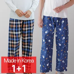 [콜라에스](1+1 2매) 남성 9부 특면파자마/심플체크+래빗/잠옷