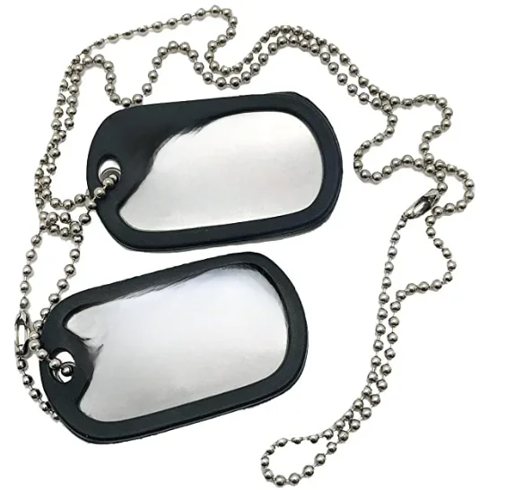 Ensemble militaire d'étiquette de chien en acier inoxydable, 2 colliers personnalisés de Style militaire avec silencieux de chaîne à billes, colliers personnalisés