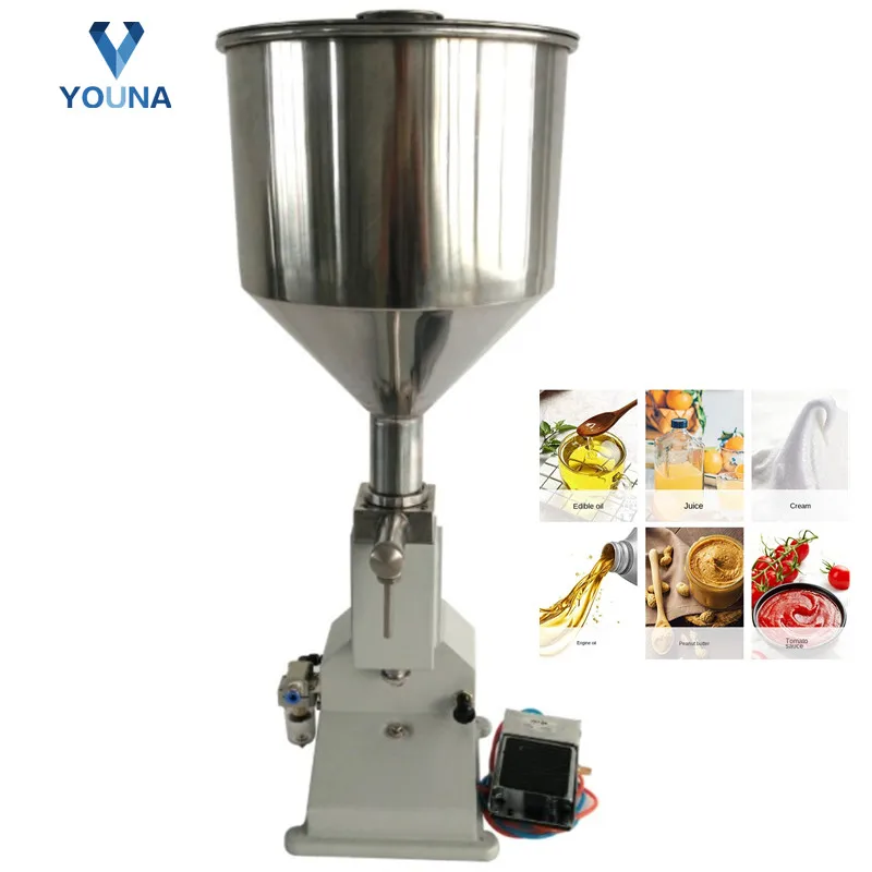 AO2 Pneumatic Paste Filler 5-50ml Tomato Sauce Ketchup Cream Oil Bottle Filling Machine Easy operation