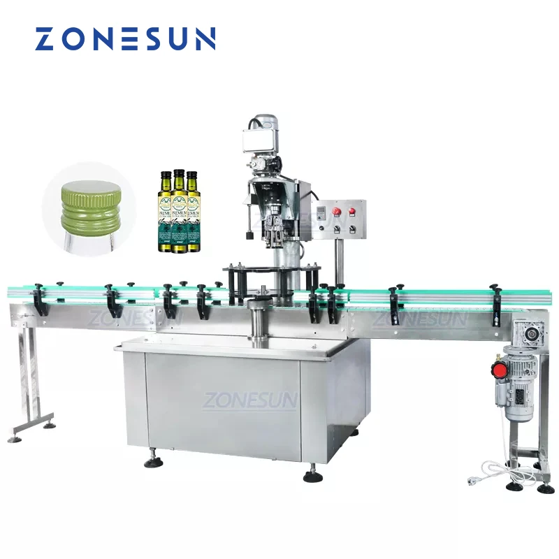 ZONESUN Custom Automatic Bottle Capping Sealing Machine Ropp Pilfter Proof Metal Cap Locking Crimping Machine Wine Beverage