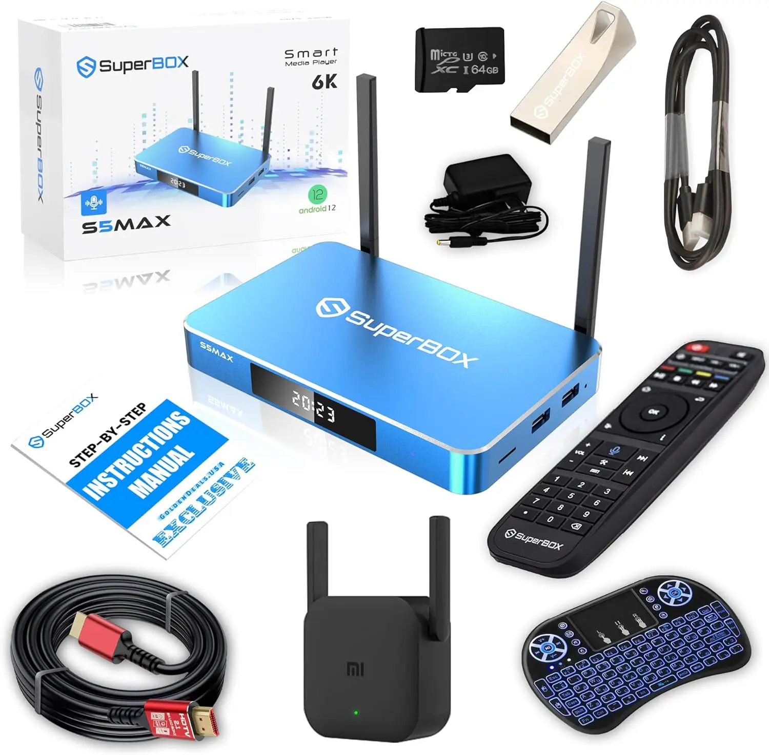 

Promo Selling SuperBox S5 Max Bundle 8K HDMI, 64GB, WiFi Extender, Keyboard