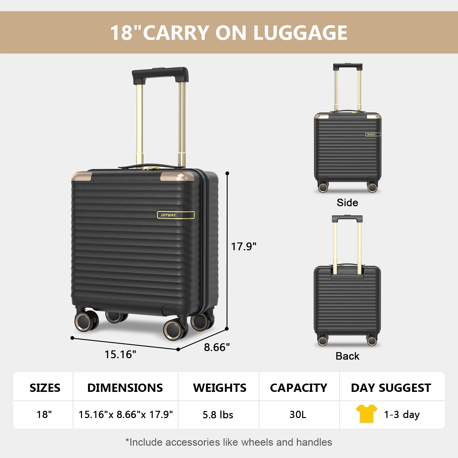 حقيبة حمل عصرية - على الأمتعة، حقيبة بعجلات ذات جوانب ناعمة مع مقصورات متعددة، عجلات انزلاقية ناعمة، مناسبة لمقصورة الطيران #3