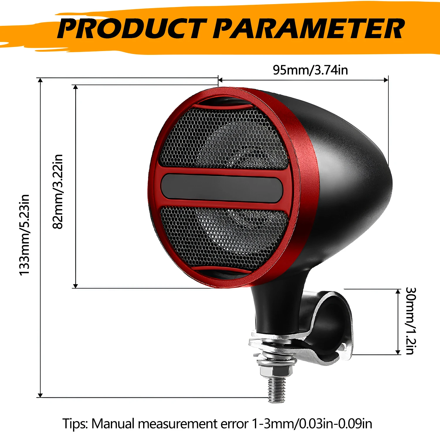 دراجة نارية بلوتوث متوافق المتكلم مقاوم للماء 12 فولت MP3 مشغل موسيقى راديو FM USB ستيريو ل 7/8-1.25 المقود أحمر أسود #3