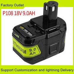 DXT New 9Ah For RYOBI P108 18V One+ Plus Battery 18 Volt Lithium-Ion Power Tools P104 P107 RB18L50 RB18L20 P108