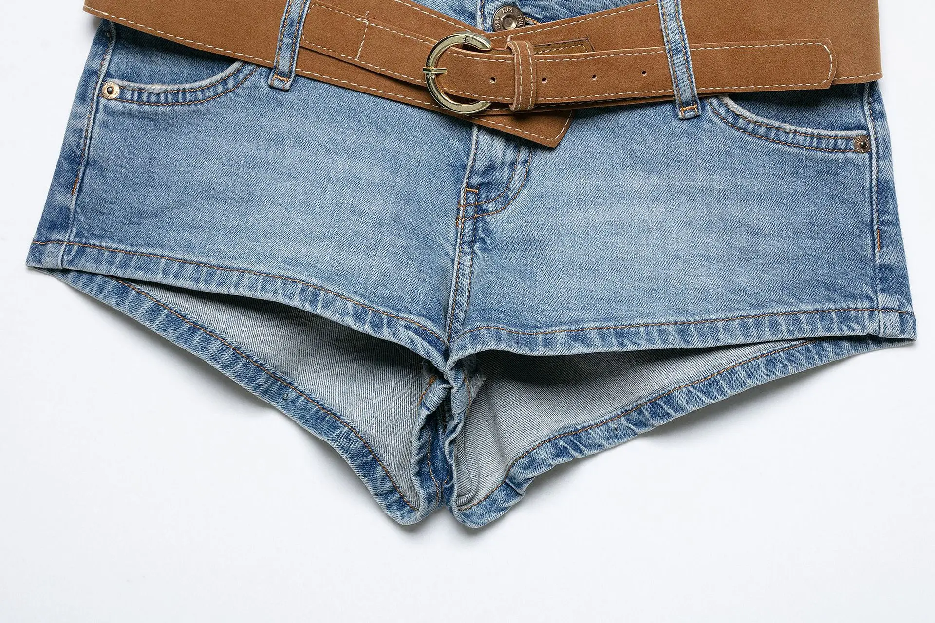Y2K Low Waist Denim Shorts Women Summer Wide Belt Sexy Micro Mini Jeans Shorts Vintage Streetwear Clubwear Short Feminino - view 3
