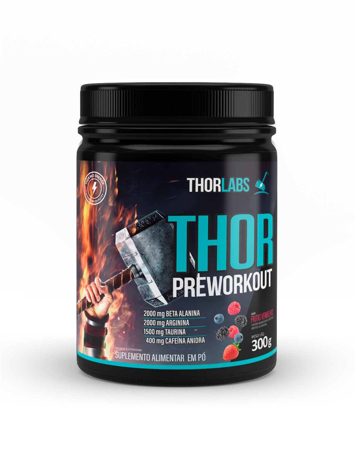 Pre Workout Thor Powder 200mg Caffeine Pot 300g - Thorlabs