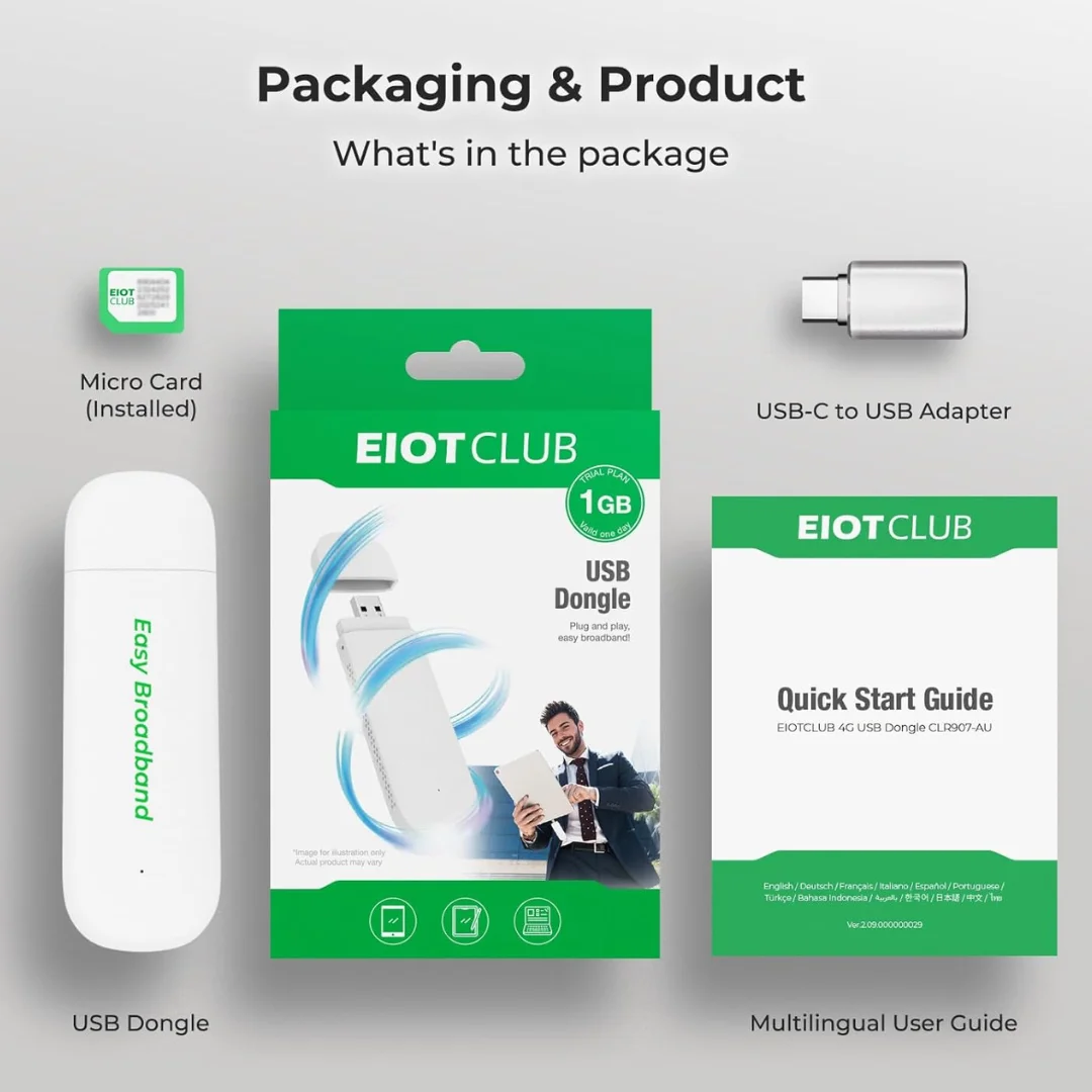 EIOTCLUB 4G LTE مودم USB مع بطاقة SIM عصا الإنترنت المحمولة موبايل هوت سبوت محول الشبكة موزع إنترنت واي فاي النطاق العريض واي فاي 6 #6