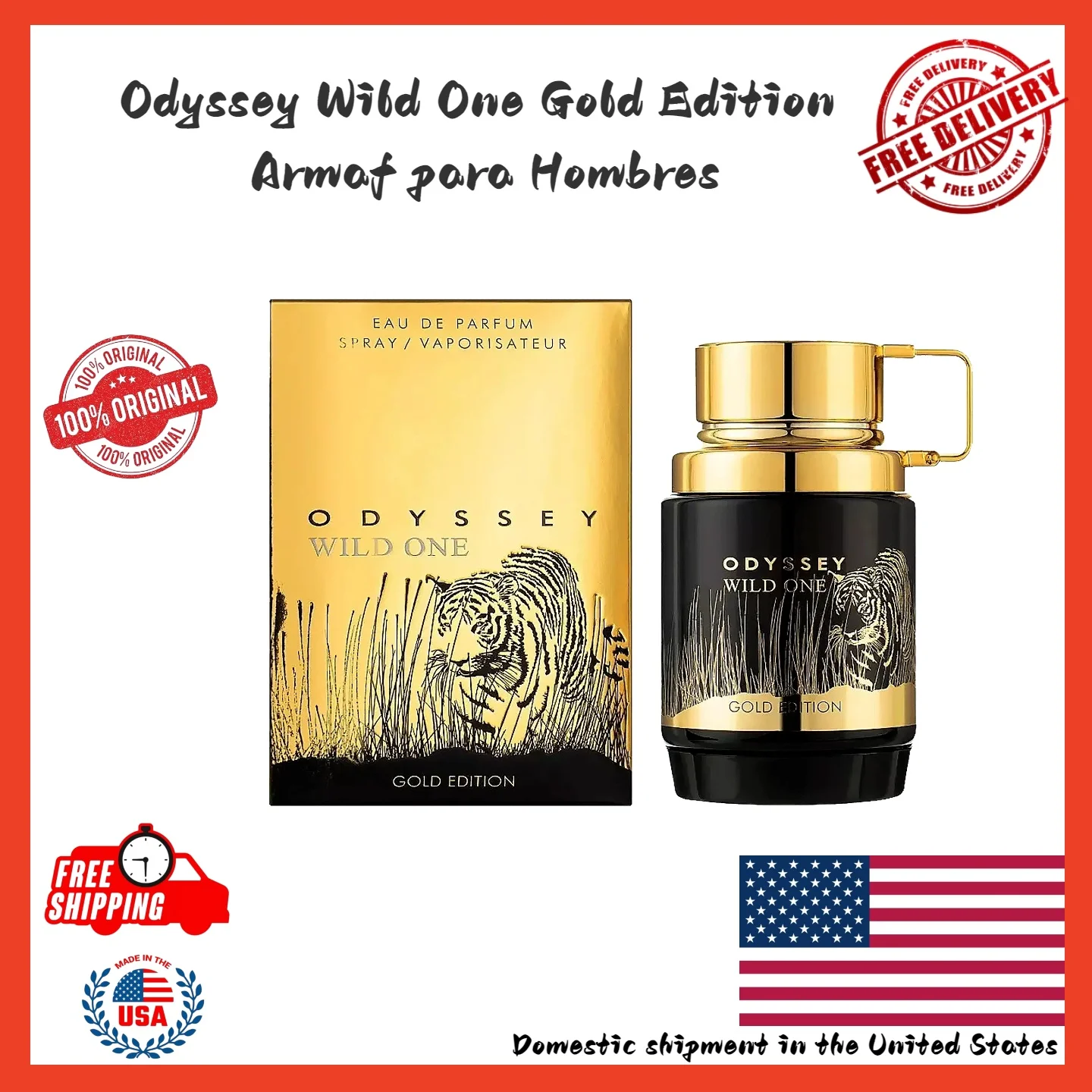 

Odyssey Wild One Gold Edition от Armaf, парфюмерная вода EDP для мужчин и женщин, 100 мл, роскошный парфюм, подарок на день рождения или День святого Валентина.