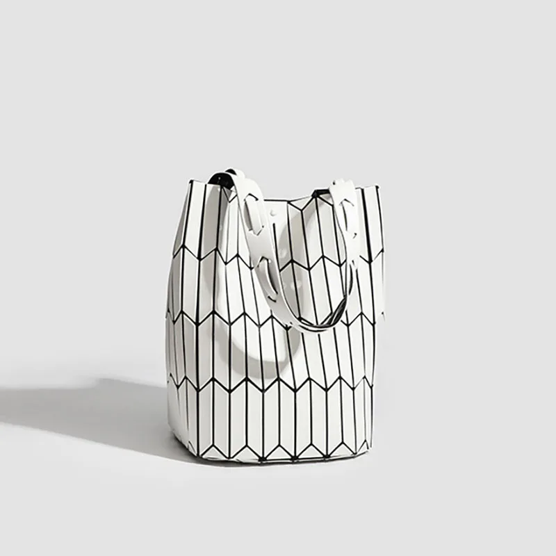 Bolsa balde feminina com padrão geométrico, bolsa de ombro versátil para deslocamento, compras, saída, bolsa de uso diário, parte noturna