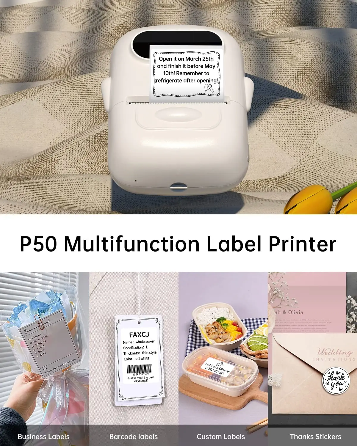 Marklife P50 Portable Thermal Stickers Impresoras 2d Mini Photo Bluetooth Printer Self-adhesive Label Maker Labeling Machine