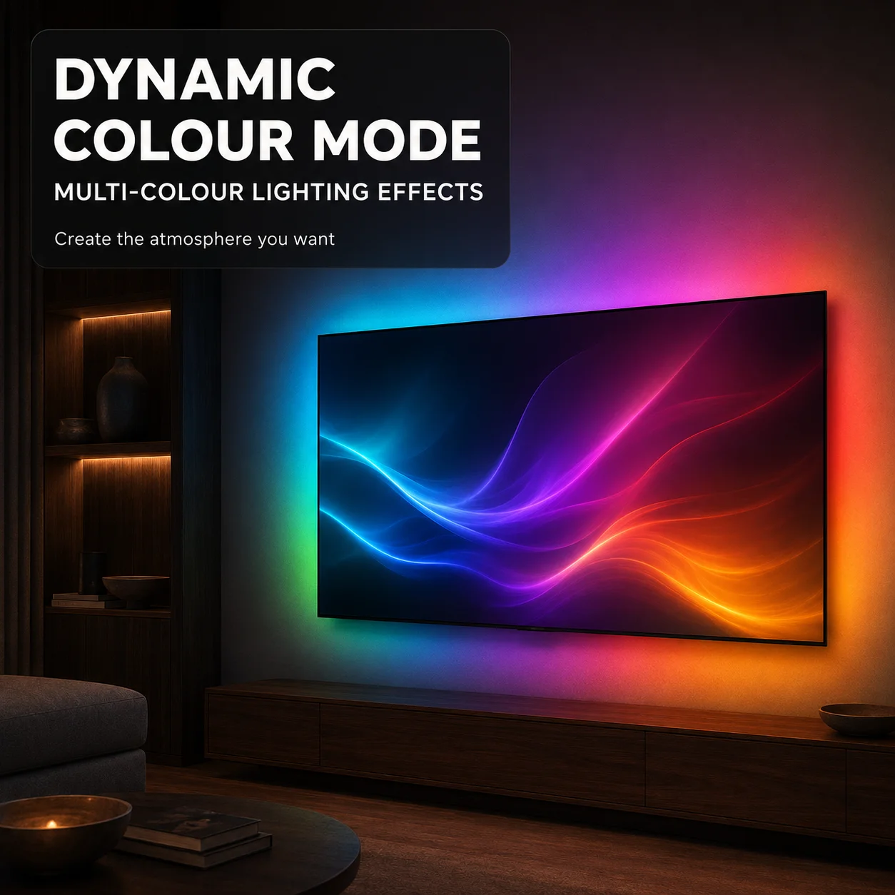 4K HDMI Sync Box TV Backlight RGBIC Ambient LED Strip Light for 40-85 Inch TV, Compatible with PS5/Fire Stick/Apple TV/ TV Box