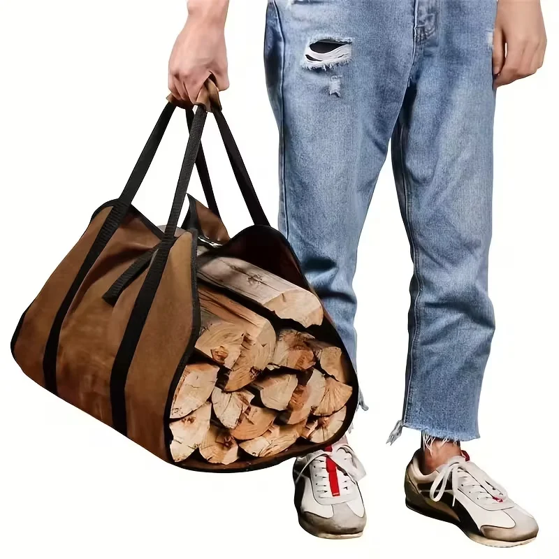 Heavy-Duty Log Carrier Bag – Outdoor Firewood Tote with Reinforced Handles – Durable Wood Carrying and Storage Pouch for Camping