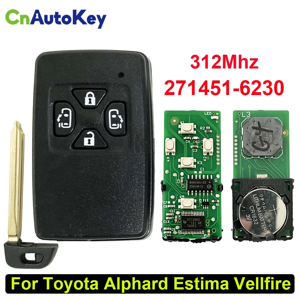 CN007256 Aftermarket Remote Key For Toyota Alphard Estima Vellfire RAV4 Smart Car Card Key with Slider Door 312MHz 271451-6230