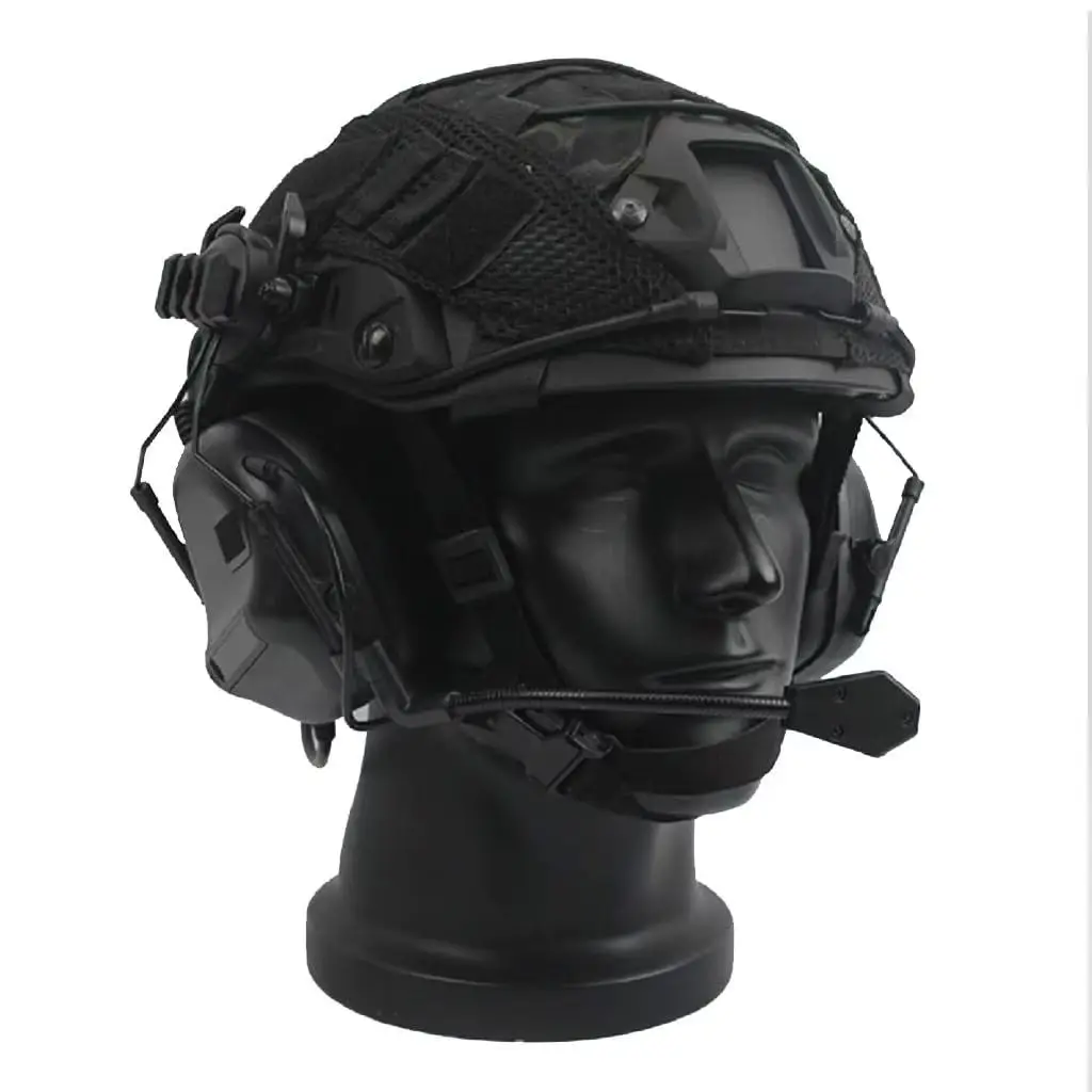 

Tactical Airsoft Helmet Set with Communication Headset and Helmet Cover for Airsoft Paintball Shooting, Comes with balaclava