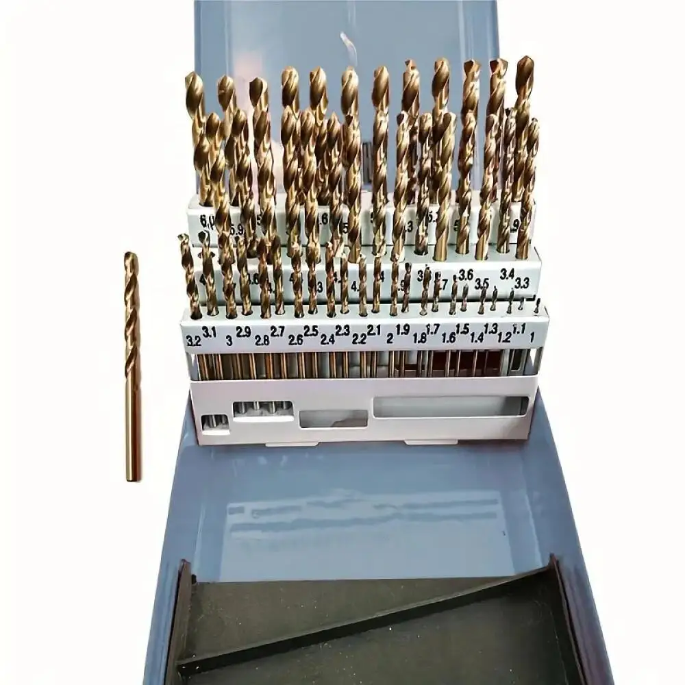 51-teiliges Kobaltlegierungs-Bohrerset, 1-6mm M35 Hochgeschwindigkeitsstahl-Spiralbohrer - Inklusive Metall-Aufbewahrungskoffer, geeignet zum Bohren von Edelstahl/Holz/Metall