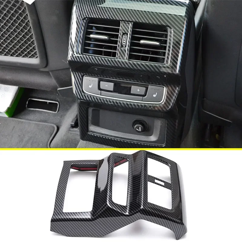 For 2017-2024 Audi Q5 FY SQ5 Sportback Carbon Fiber Car Rear Armrest Box Air Vent Panel Cover Trim Interior Accessories