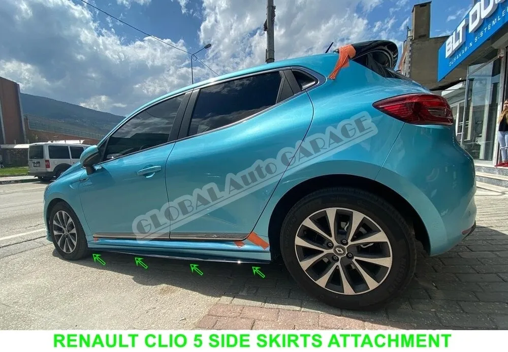 For Clio 5 Side Skirt Threshold + Side Skirts Attachment 2019-2022 Sill Trim Car Styling Auto Universal Spoiler Mud Flaps Lip