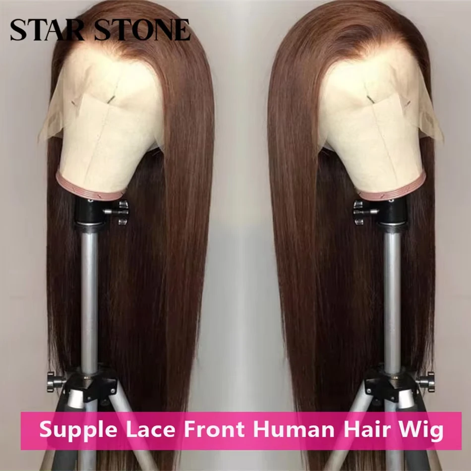 

Chocolate Brown Straight Lace Front Wigs 180% Transparent 13x4 Lace Frontal Wig Colored Human Hair Wigs For Women Remy Hair