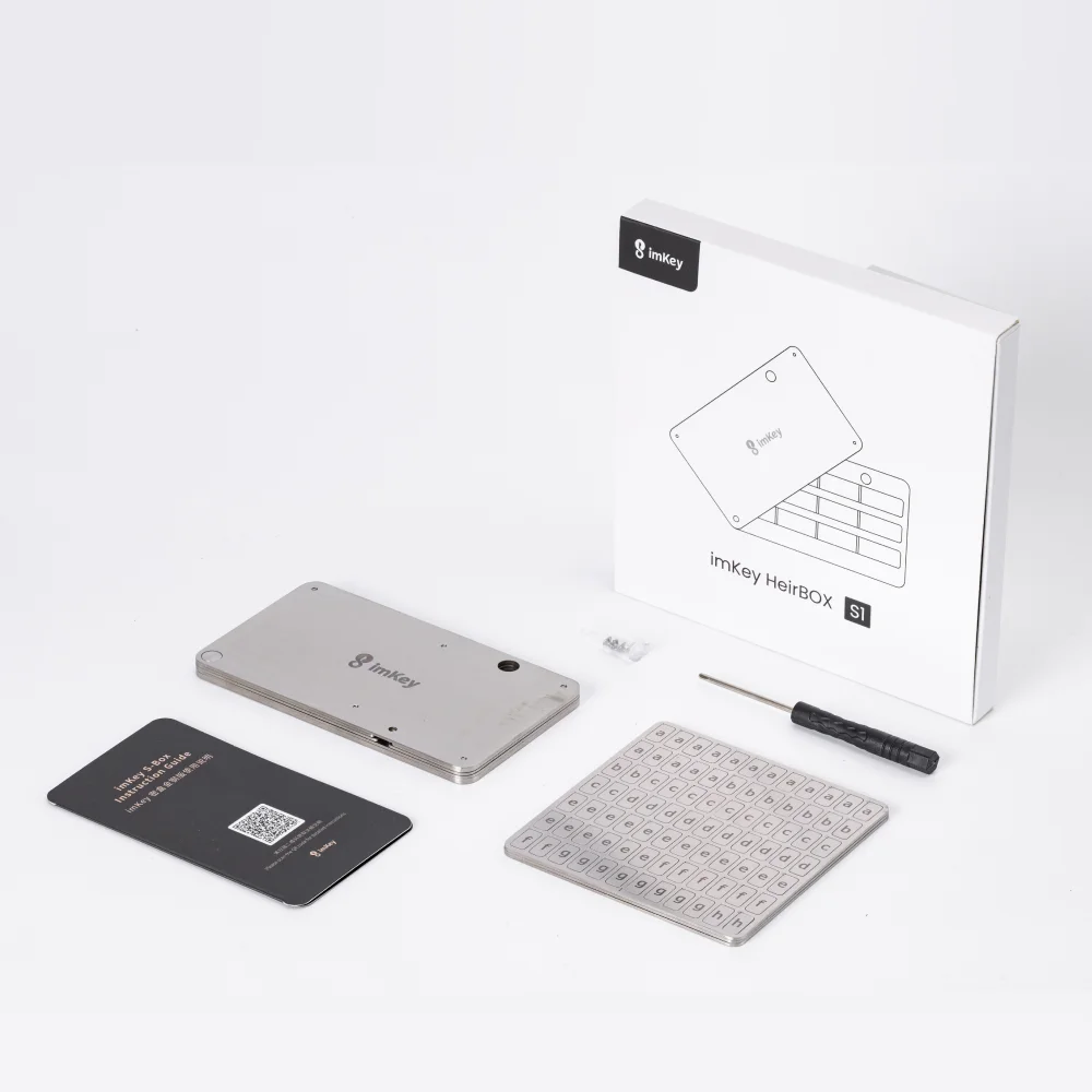 Imagem -06 - Metal Plate Storage Kit Crypto Assets Recuperação Starter Kit Mineiro Starter 24 Palavra Imkey-s1