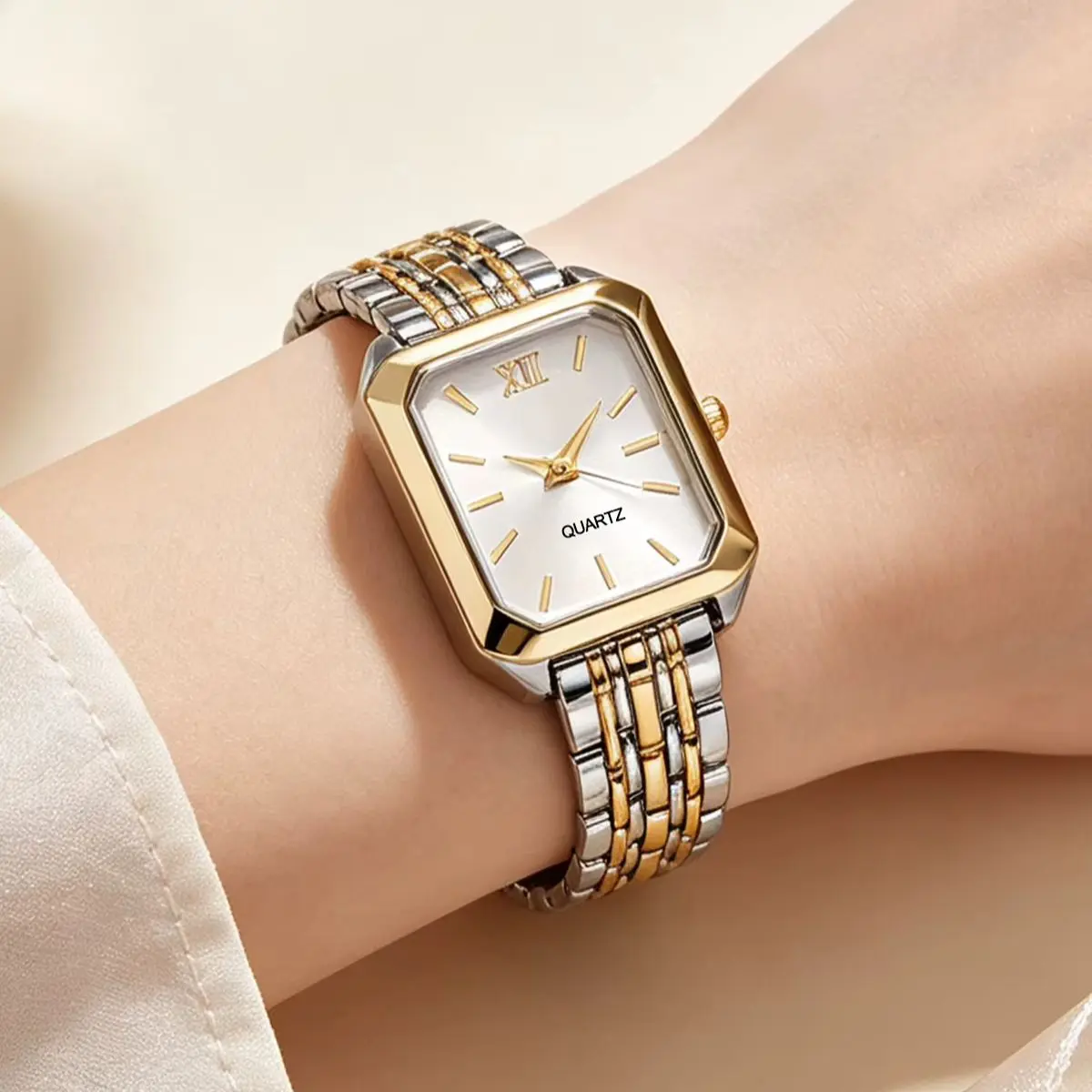 6-Piece Set, Women's Fashionable and Elegant Simple Quartz Watch with New Bracelet, Love Earrings, Necklace, and Ring Set, Versatile for Daily Wear, Parties, and Commuting, Women's Elegant Wristwatch, Exquisite Gift for Women, Perfect Holiday Gift.
