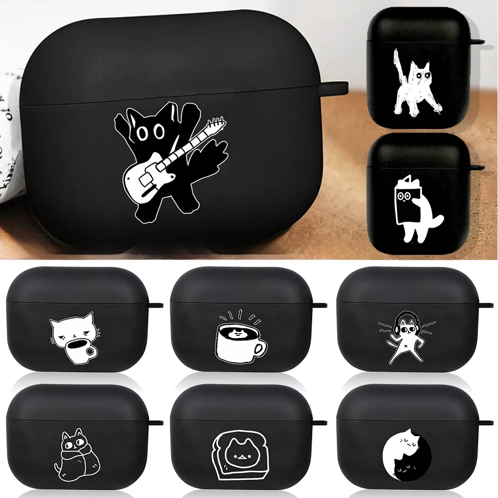 Mignon Rock musique chat Airpod cas Air Pro 3 pour Airpods Pro 2 3ème Pods génération Airpods couverture drôle chat Meme étui Funda dessin animé