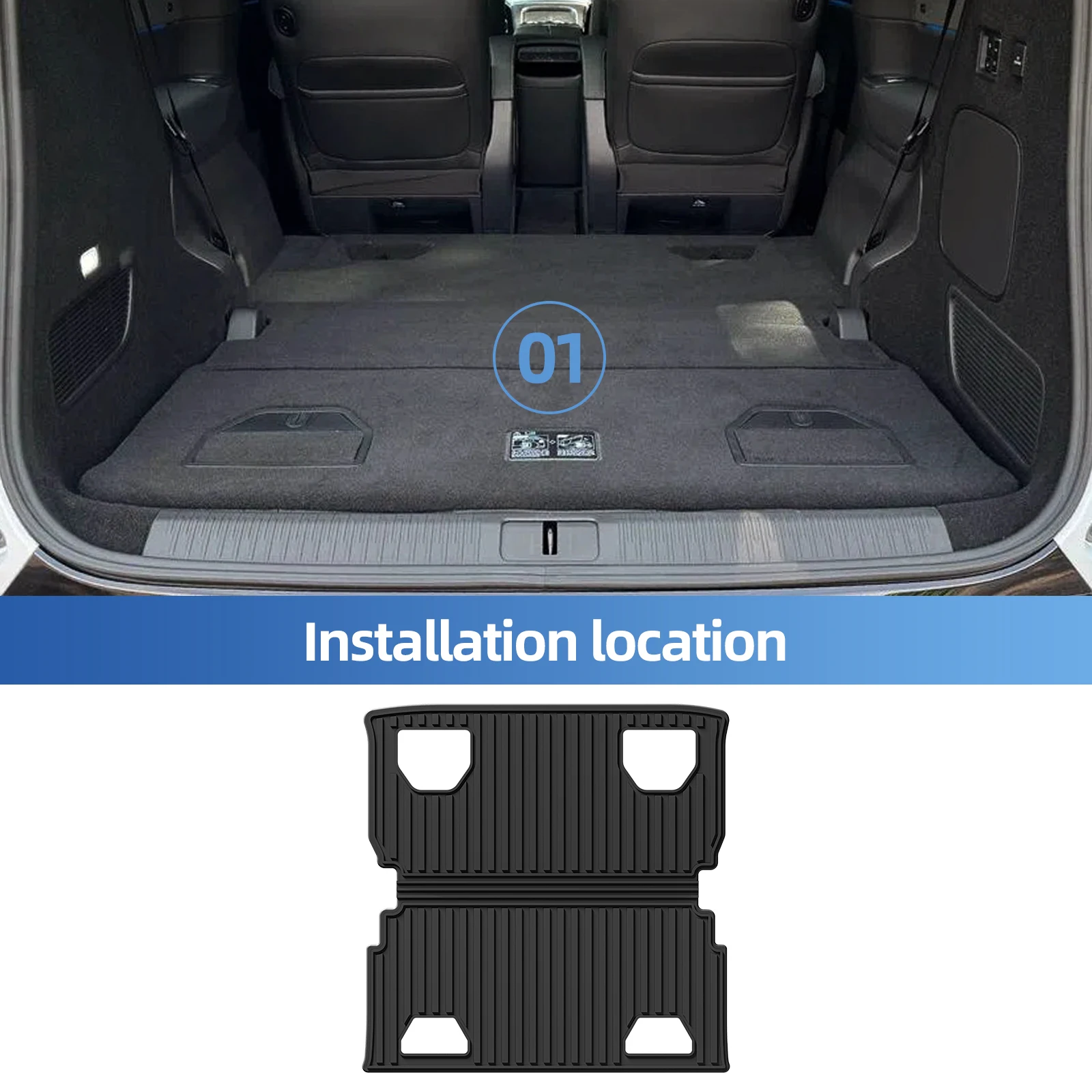 Smabee Left Drive for XPeng X9 2023‑2025 7Seater Car All Weather Floor Mats Cargo Liner Trunk Pad TPE Interior Accessories Black view 3