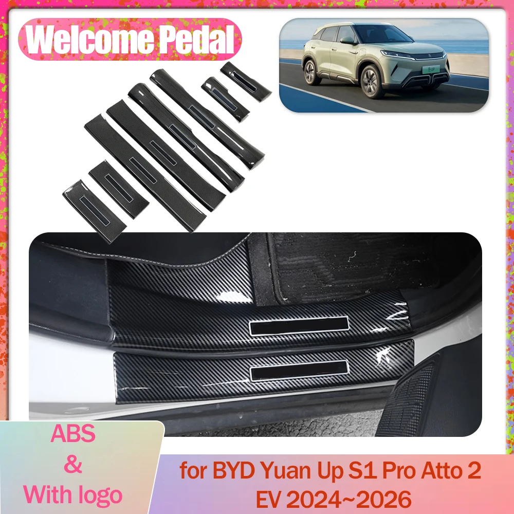 Car Welcome Pedal for BYD Yuan Up S1 Pro Atto 2 EV 2024~2026 2025 Door Sill Scuff Threshold Guard Plate Trim Strips Accessories