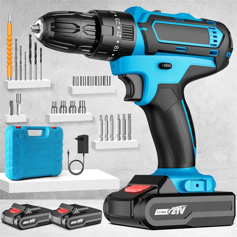 Vremota Trapano a percussione a batteria Cacciavite multifunzionale Trapano elettrico ricaricabile Batteria al litio Velocità 1350 giri/min Utensile elettrico