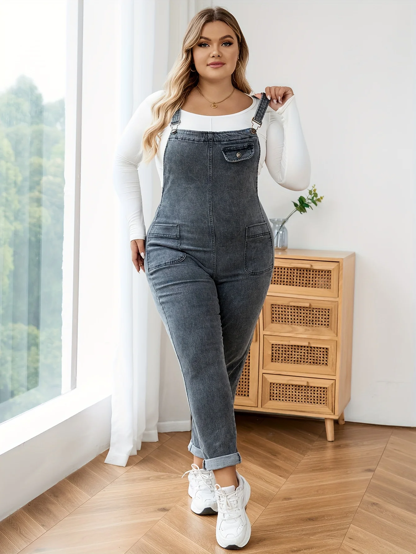 

Женский повседневный джинсовый комбинезон больших размеров с высокой талией Повседневные укороченные джинсовые комбинезоны с прямыми штанинами