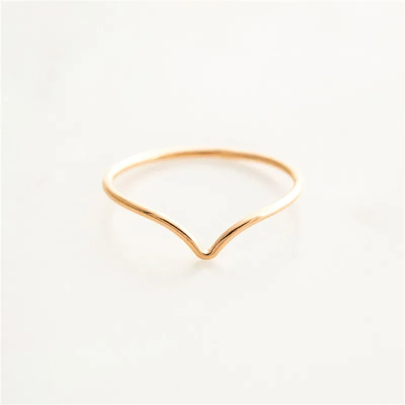 Real 14K Gold Filled Chevron Ring Boho Gold Jewelry Anillos Mujer Bague Femme Minimalism Knuckle Ring For Women