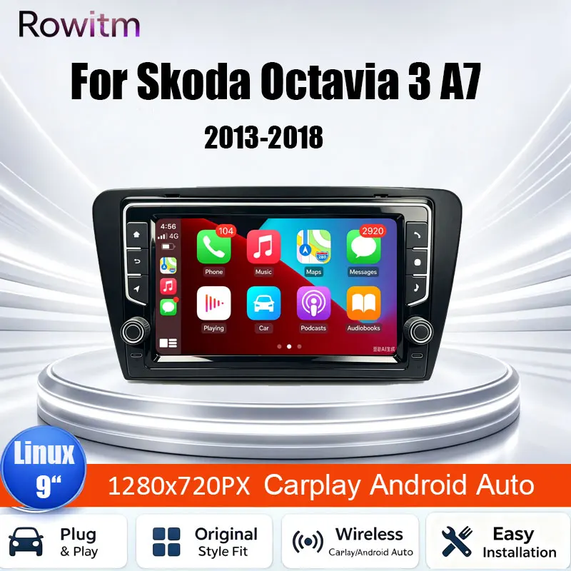 Android Linux Car Radio For Skoda Octavia 3 A7 2013 - 2018 Multimedia Video Player GPS Navigation Carplay Android Auto Stereo
