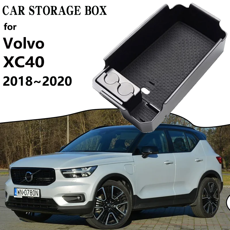 

Для Volvo XC40 2018 2019 2020 C40 Центральный ящик для хранения автомобиля, консоль, подлокотник, флокированный органайзер, держатели для поддонов, аксессуары