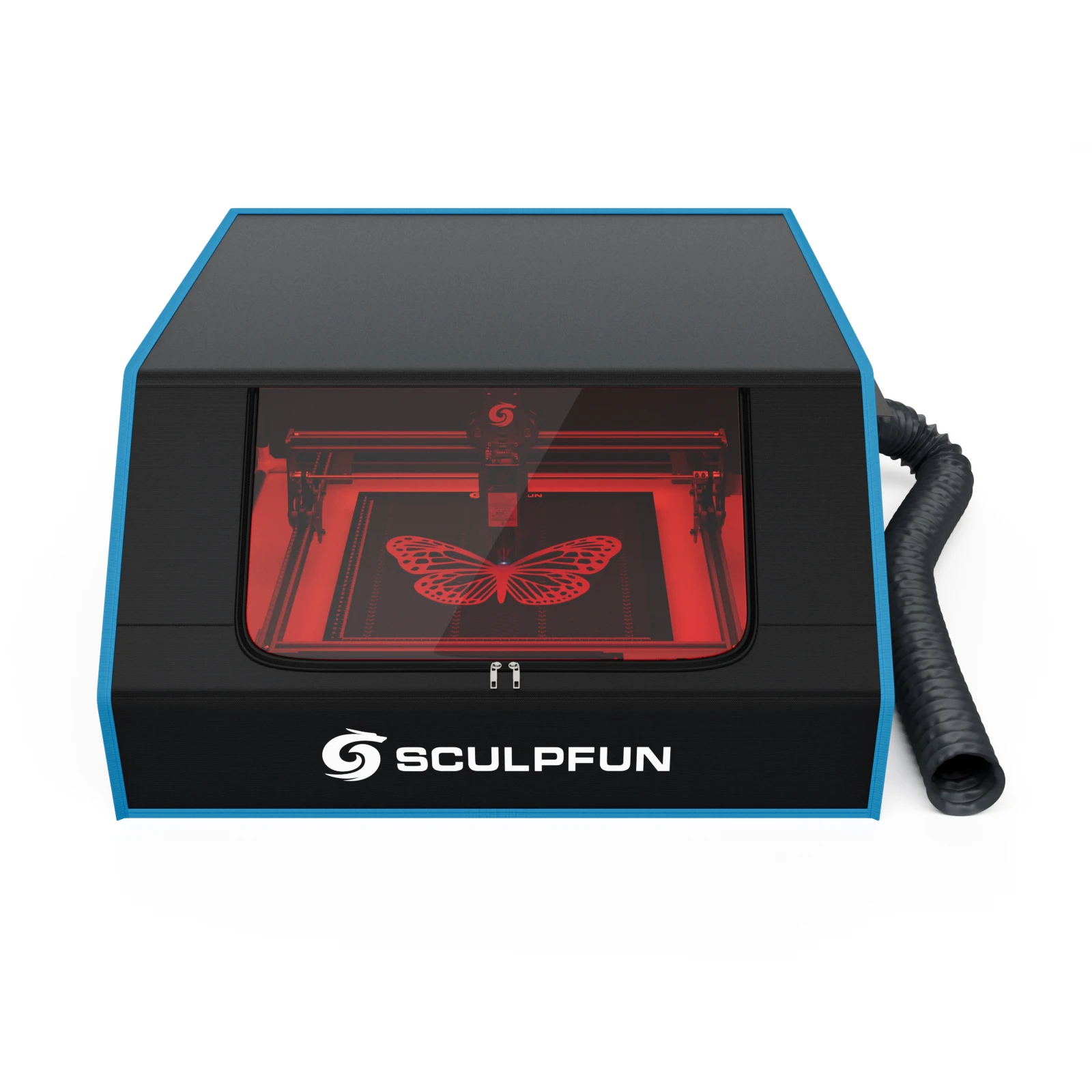 Boîtier de protection SCULPFUN B1 anti-fumée et ignifuge avec ventilateur pour machine de gravure laser, design pratique, ventilateur à forte aspiration