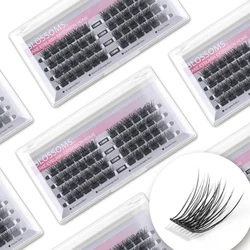 ETVITE DIY Clusters Eyelash Extension Dovetail Segmented Lashes 48 Volume Natural Segmented Eyelashes Bundles