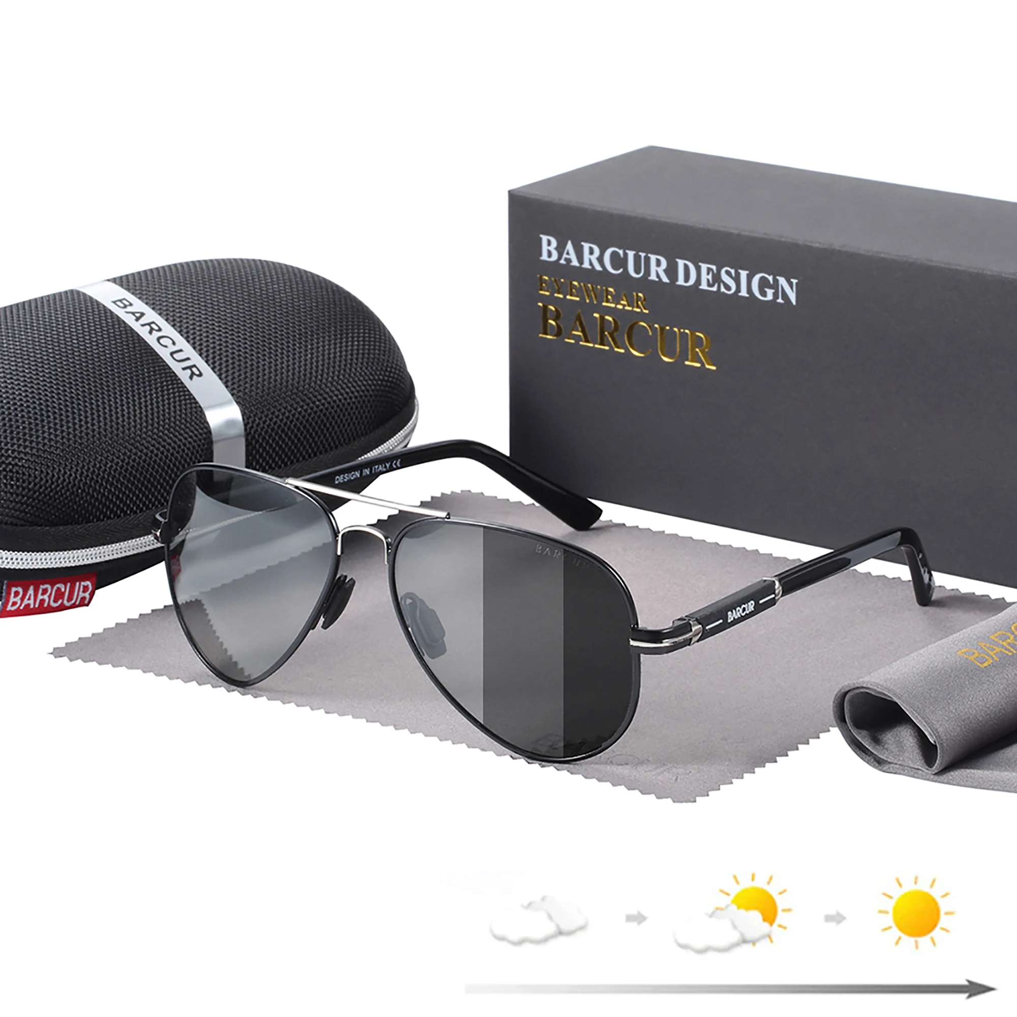 BARCUR Photochromic Polarized Sun glasses for Men Sunglasses Fishing Hiking Eyewear Oculos Gafas De Sol