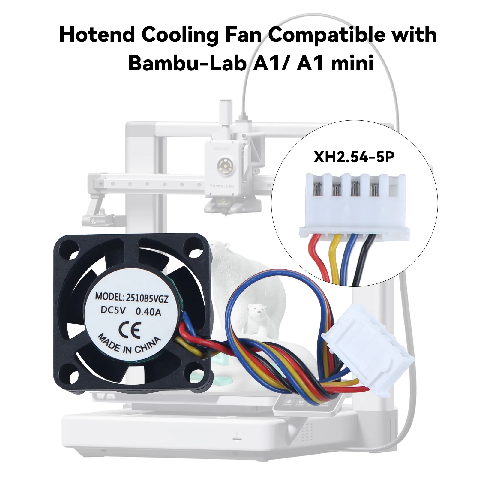 

2 Pcs Upgraded Hotend Cooling Fan Compatible with Bambu-Lab/A1/ A1 mini Fast Cooling Fan For 3D Printer Parts