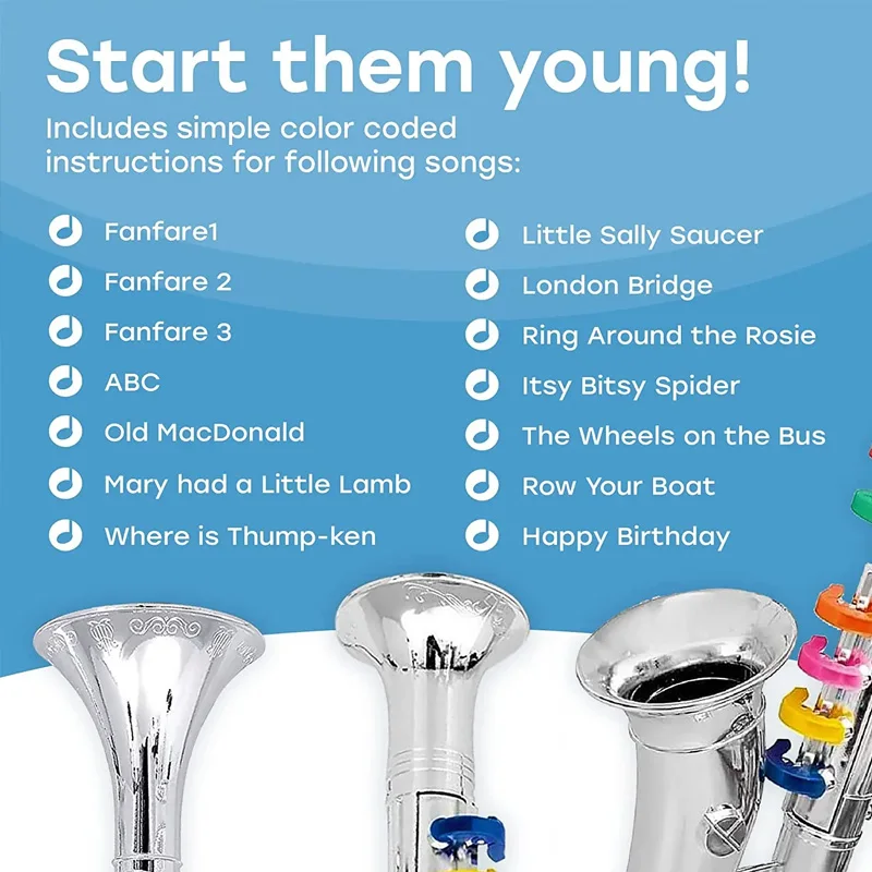 Giocattolo realistico per sassofono a otto toni per esercitarsi con un strumento musicale per bambini e un regalo di compleanno educativo per bambini.