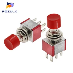 1 pz rosso 6 pin SPDT momentaneo AC 2A/250V 5A/120V pulsante interruttore a pulsante 1 NO 1 NC