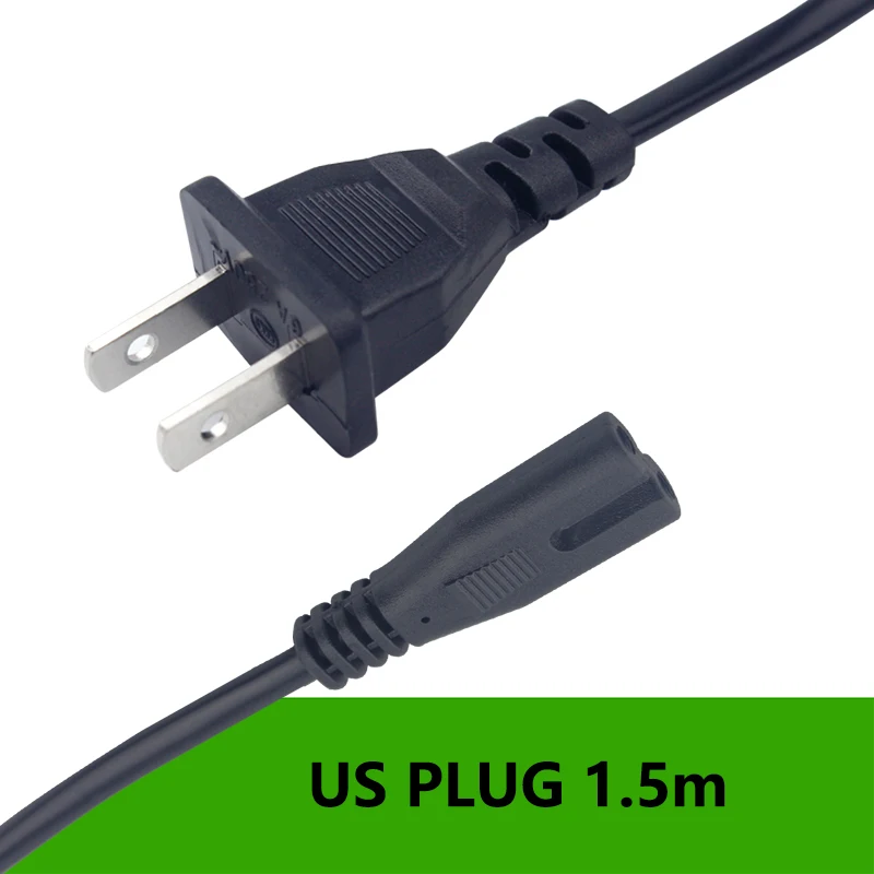 التيار المتناوب سلك الطاقة كابل الاتحاد الأوروبي/الولايات المتحدة/المملكة المتحدة 1.5 متر الشكل 8 تمديد خطوط للتلفزيون شاشة لاب توب محول XBOX 2 الشق أنثى التوصيل ذكر المقبس