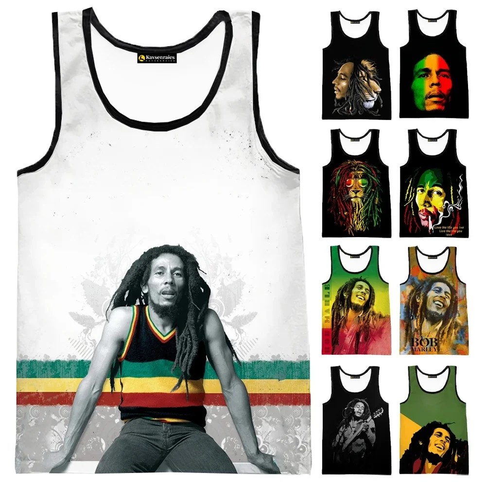 Bob Marley 3D Gedrukt Tank Tops Herenkleding Mouwloze Shirts Hip Hop Harajuku Streetwear Oversized Tops Tees Ropa Hombre - afbeelding 2