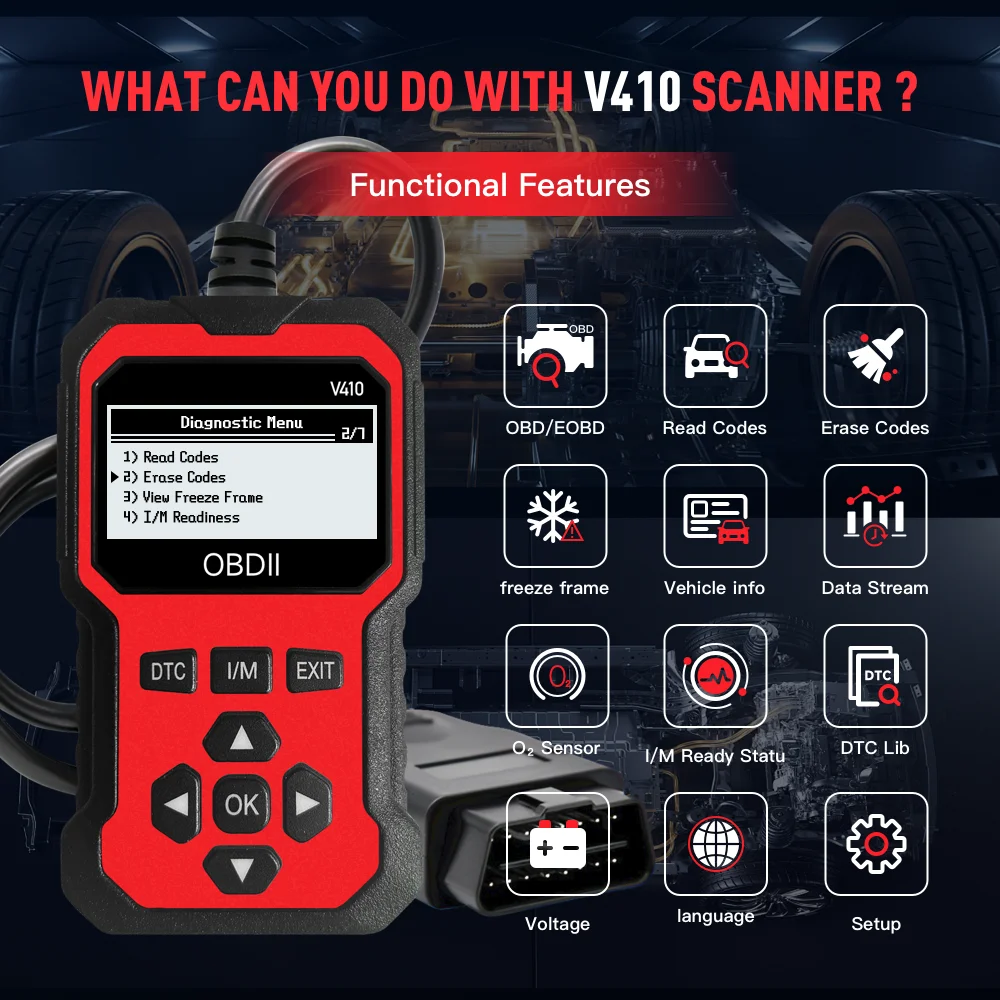 Enhanced Universal Obd Ii Scanner Car Engine Fault Code Reader Can Diagnostic Scan Tool, Read and Clear Error Codes for 1996 or