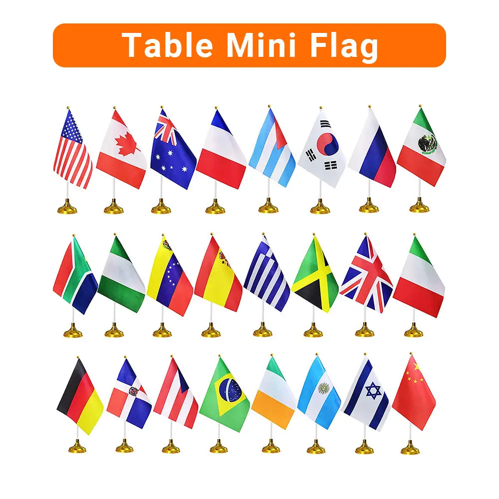 Custom High Quality Mini Adjustable Pole Y Mode Table Desk Flag Stand display Flag (0.3KG/piece)