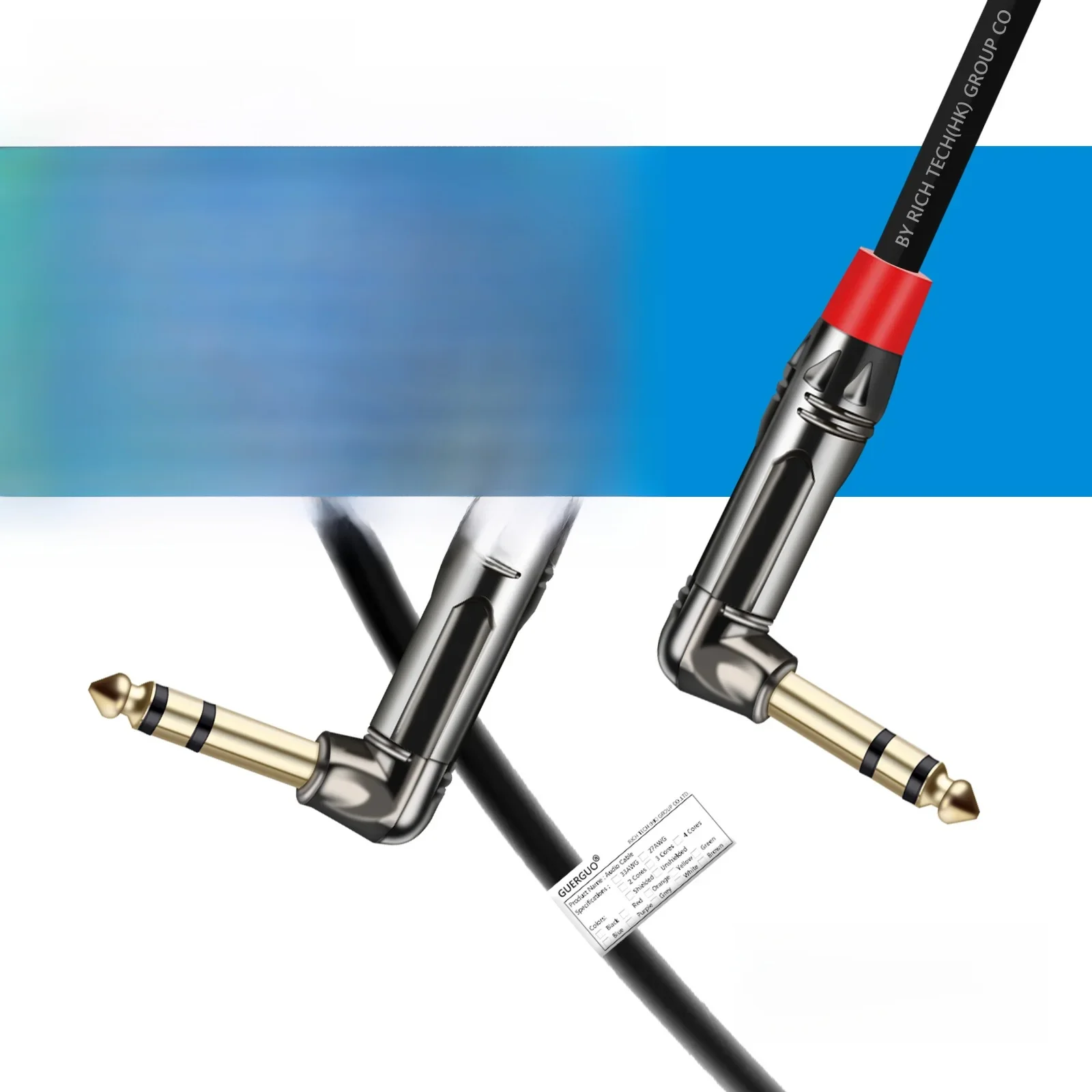 Kabel przyrządowy TRS 1/4 cala, prostokątny męski gniazdo 6,35 mm do 90 stopni stereofoniczny przewód audio do głośnika klawiatury gitarowej elektrycznej — zdjęcie produktu 7