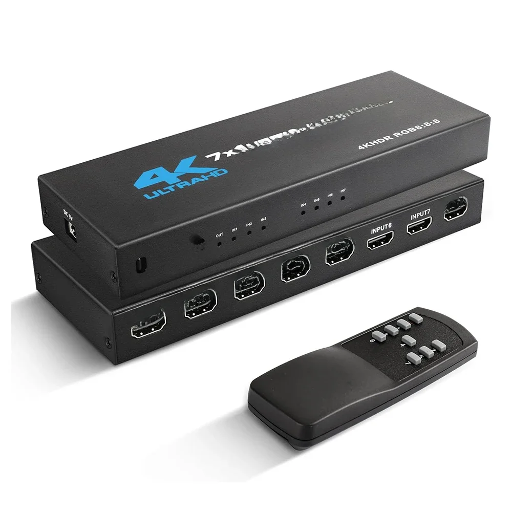 Hdmi 2.0 switch 7 em 1 saída 4k 60hz hdmi switch 5x1/4x1 hdr hdmi 2.0 switcher remoto para ps5 xbox