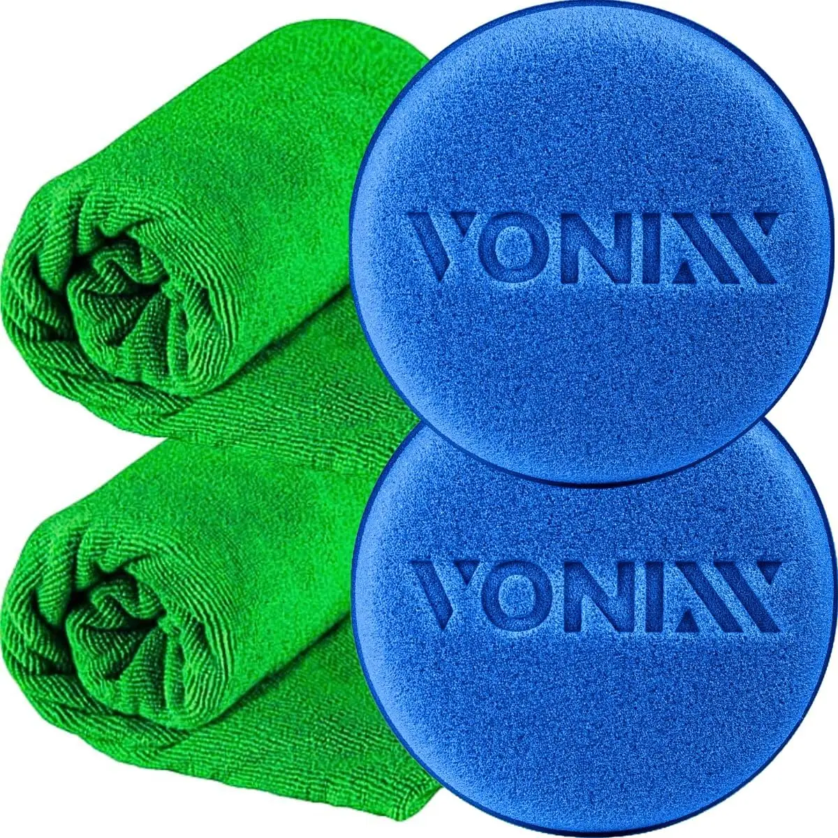 2 Applicators Vonixx Foam + 2 Cloth Flannel Microfiber Towel JS